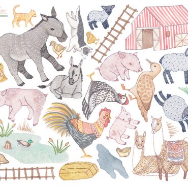 Sticker mural animaux de la ferme