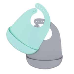 Lot de 2 bavoirs en silicone Menthe et Gris We Might Be Tiny