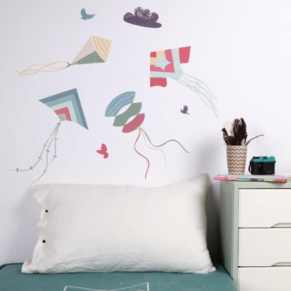 Sticker mural Cerfs-volants Bleu Love Mae