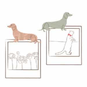 STICKER CHAMBRE ENFANT CHIENS SAUCISSES LOVE MAE