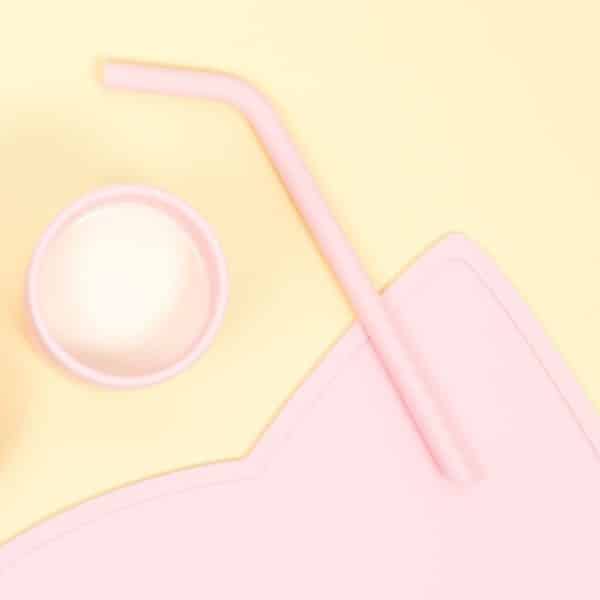 Gobelet et paille en silicone rose We might be tiny