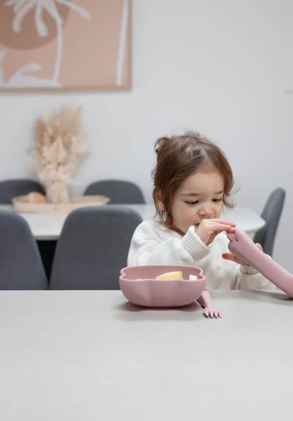 Couverts Bébé en Silicone Jaune