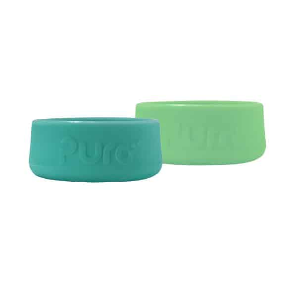 socles de protection en silicone Mint et Moss pour biberon Pura